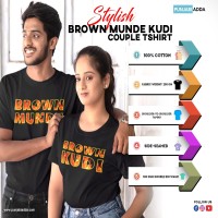 Brown Munde Kudi Couple T Shirt for Pre Wedding  Punjabi Adda